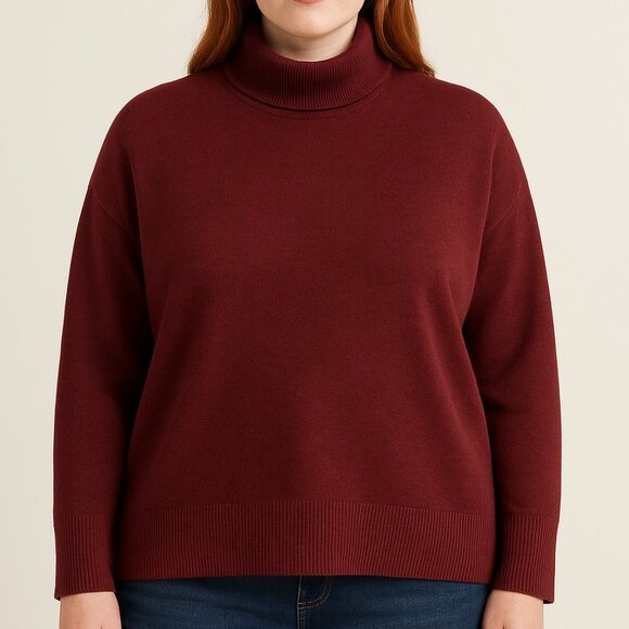 NEW Preston & York Bethany Wool Blend Turtleneck Sweater Raisin Size Large NWT - Picture 1 of 9